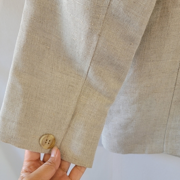 Harve Benard Women's Oatmeal Linen Blend Jacket Sz 14 Button Front Minimalist - Picture 8 of 12